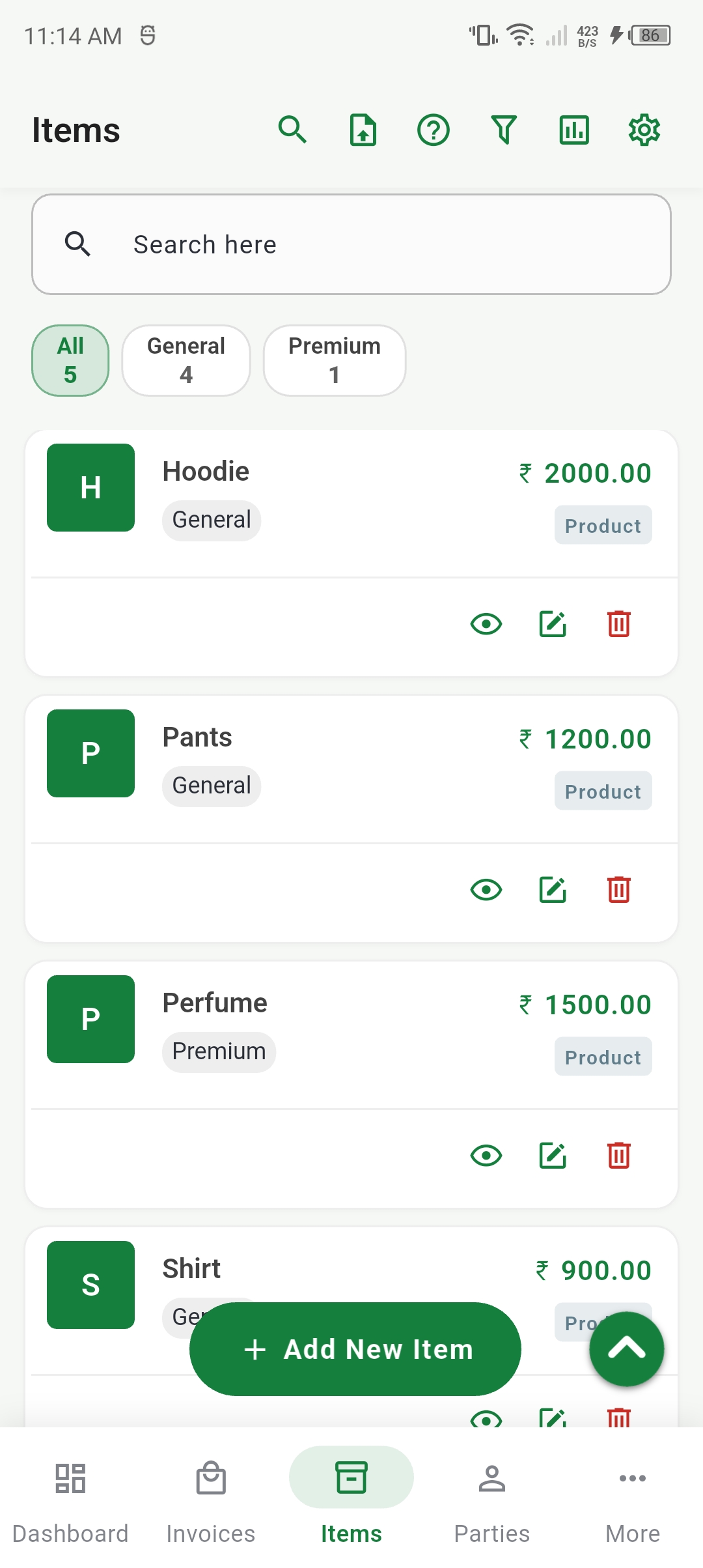 7. Items List