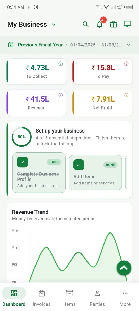 Easy Khata dashboard on mobile