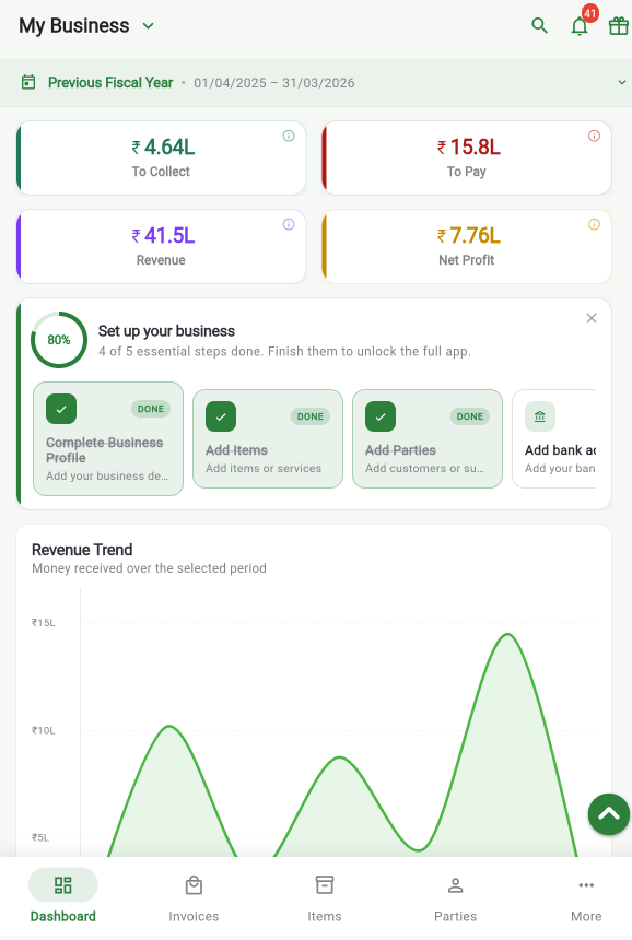 Easy Khata dashboard on tablet
